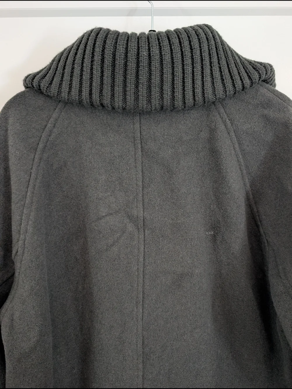ASOS DESIGN knit collar longline coat in charcoal MEDIUM